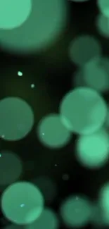 Elegant green bokeh wallpaper with soft, out-of-focus light circles.