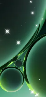 Abstract green bubbles wallpaper with modern design.