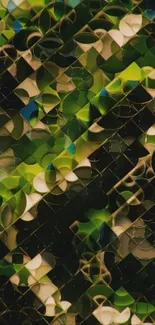 Abstract green and brown leaf pattern design.