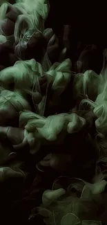 Abstract green smoke art on a dark background.