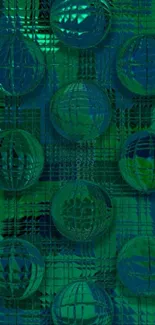 Abstract green geometric spheres wallpaper design.