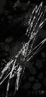 Abstract black and white geometric grunge wallpaper for mobile.