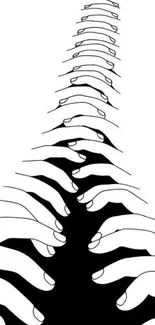 Abstract black and white hands design wallpaper for mobile devices.