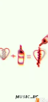 Abstract heart and bottle equation design wallpaper.