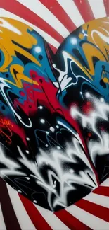 Graffiti heart art with bold colors