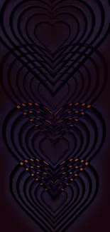 Mobile wallpaper with dark heart patterns and glowing orange accents.