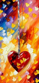 Vibrant abstract heart wallpaper full of colors.