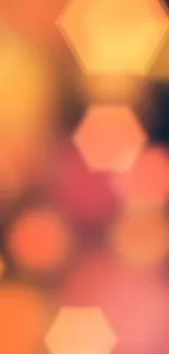 Abstract orange hexagonal bokeh wallpaper design.