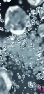 Abstract ice crystals cascading on a dark background.