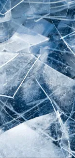 Abstract mobile wallpaper with shattered ice design in blue tones.