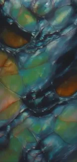 Abstract iridescent glass-like design wallpaper.