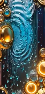 Abstract wallpaper of jewels and water cascade for mobile.