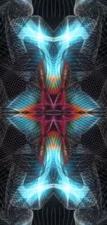 Abstract kaleidoscope design with vibrant colors.