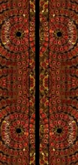 Abstract kaleidoscope pattern wallpaper in earthy tones.