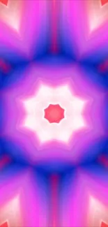 Vibrant kaleidoscope pattern with pink, purple, and blue hues for mobile.