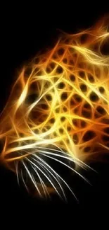 Abstract fiery leopard art on dark background