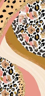 Abstract leopard print mobile wallpaper with pink and gold tones.