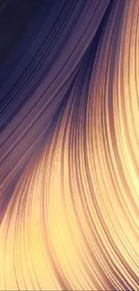 Abstract wallpaper with flowing golden light lines.
