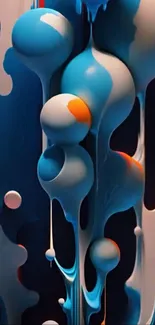 Abstract liquid art with flowing blue shapes.