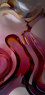 Abstract liquid glass art with red and purple swirls.
