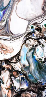 Abstract marble art wallpaper with fluid, colorful shapes.