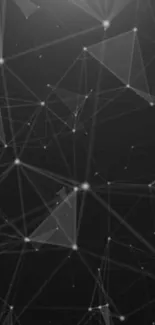 Abstract black and white mesh network on a dark background wallpaper.