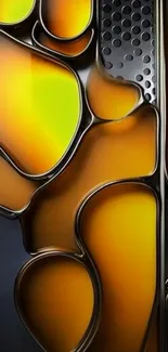 Abstract metallic and glass design wallpaper with vibrant warm colors.