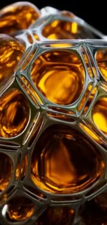 Abstract metallic and amber textured art.