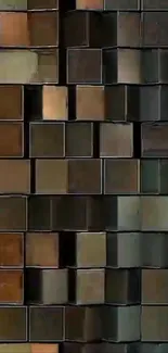 Abstract pattern of metallic cubes with a bronze hue.