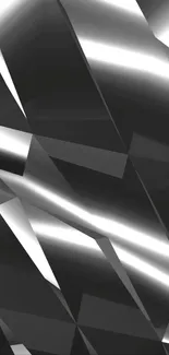 Abstract metallic pattern with sharp angles and dynamic light.