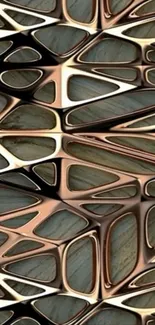 Abstract metallic pattern with interwoven design elements.