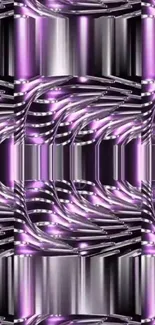 Abstract wallpaper with metallic purple waves and stylish design.