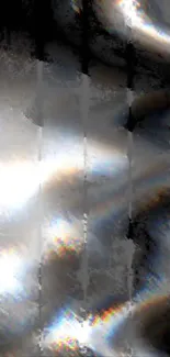 Abstract metallic design with iridescent reflections on mobile wallpaper.