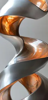 Abstract metallic swirl sculpture with bronze highlights.