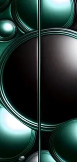 Abstract wallpaper with metallic spheres and 3D design.