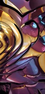 Abstract wallpaper with metallic swirls and vibrant colors