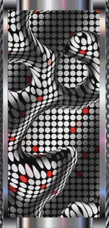 Abstract dots and metallic texture phone wallpaper.