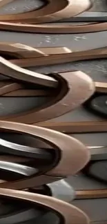 Abstract metallic waves in bronze tones.