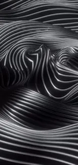 Abstract metallic waves in dark tones, mobile wallpaper.
