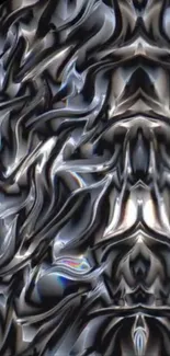 Abstract metallic waves in silver and black.