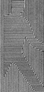 Abstract black and white line art wallpaper featuring geometric figure.