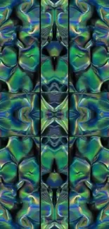 Abstract design with vibrant teal and blue pattern.