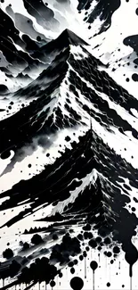 Abstract monochrome mountain wallpaper with dramatic splashes.