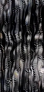 Abstract wallpaper with wavy monochrome patterns.