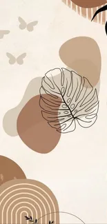 Abstract nature-themed wallpaper with earthy and botanical design.