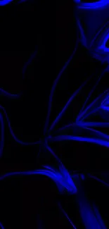 Abstract neon blue wallpaper with swirling digital design.