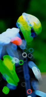 Abstract green and neon bokeh design with vibrant colors.