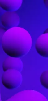 Abstract wallpaper with neon purple bubbles on blue background.