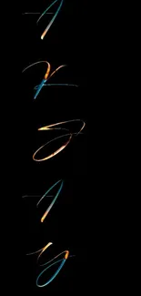 Abstract neon calligraphy on black background mobile wallpaper.