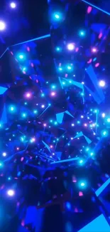 Abstract neon light tunnel wallpaper with vibrant colors.